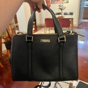 Kate spade silver saffiano leather small Loden newbury satchel two way bag